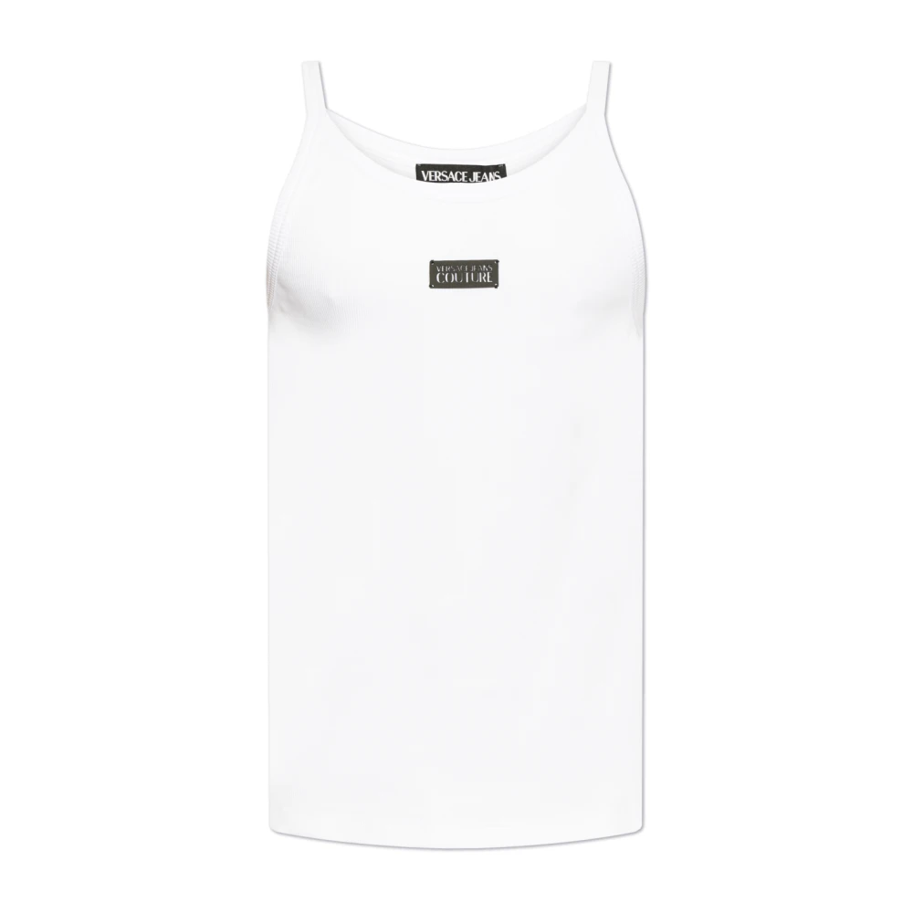Versace Jeans Couture Geribbelde top met applicatie White Heren