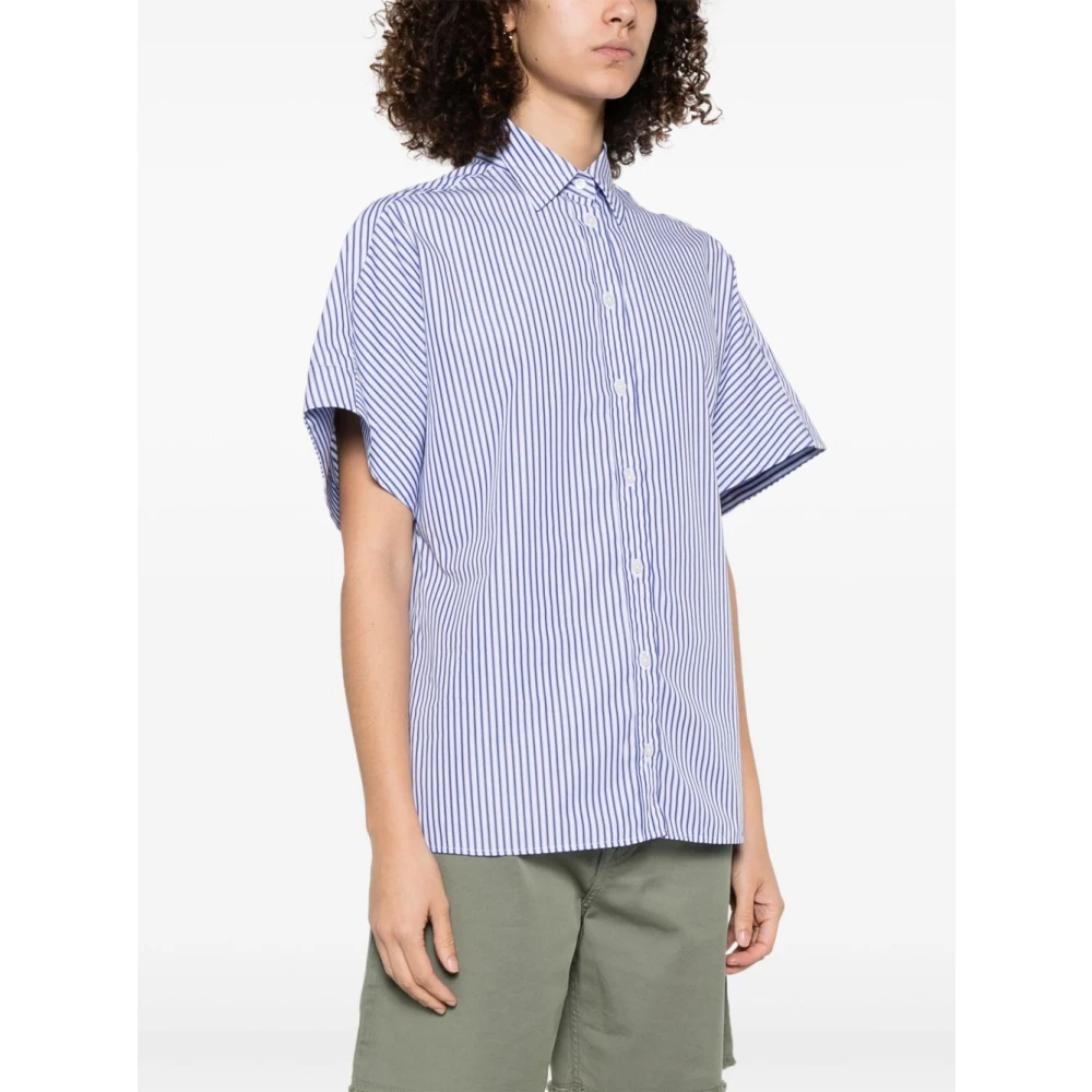 Fay Ocean Blue Geborduurd Logo Shirt Blue Dames