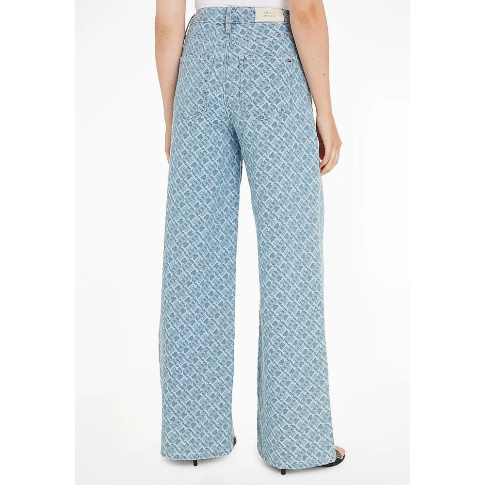 Tommy Hilfiger Jacquard Wide Leg Jeans Blue Dames