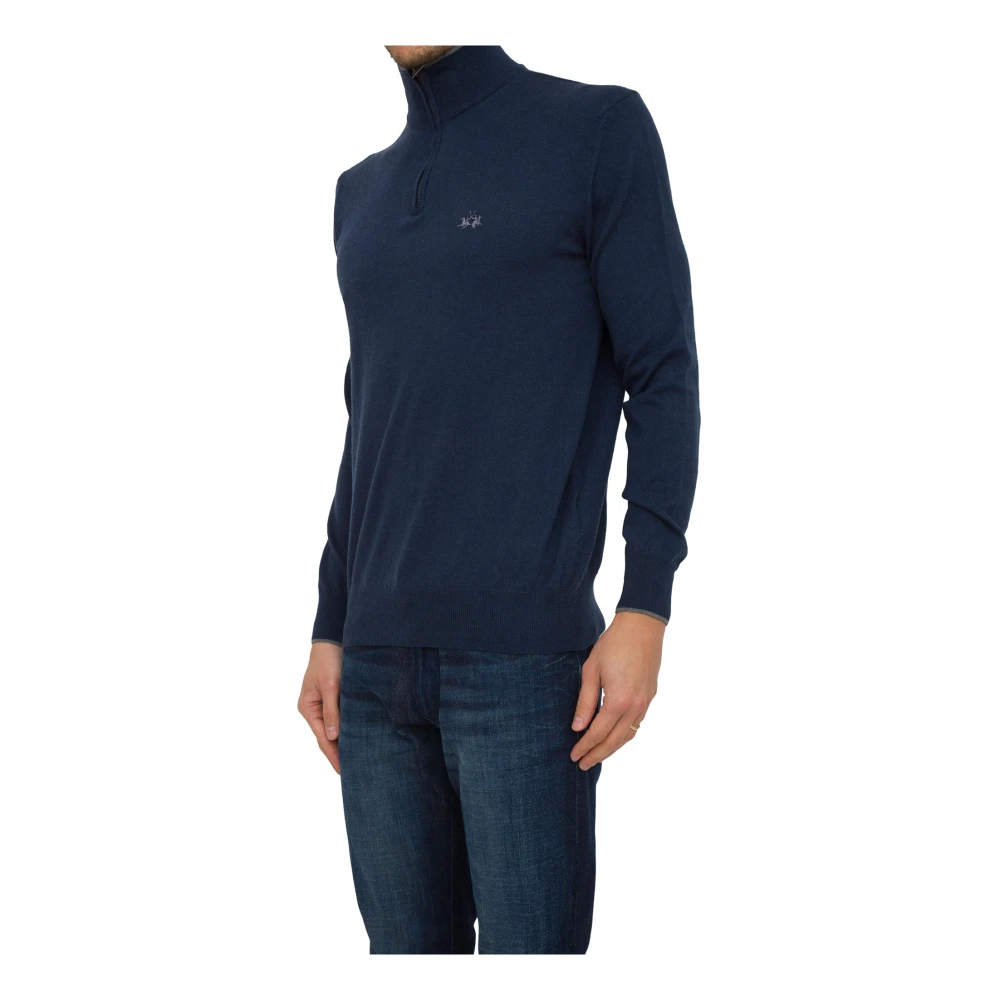 LA MARTINA Heren Tricot Half Zip Blauw Blue Heren