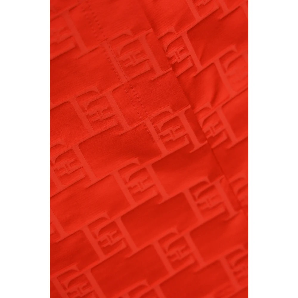 Elisabetta Franchi Koraalrode Logo Jacquard Minirok Red Dames