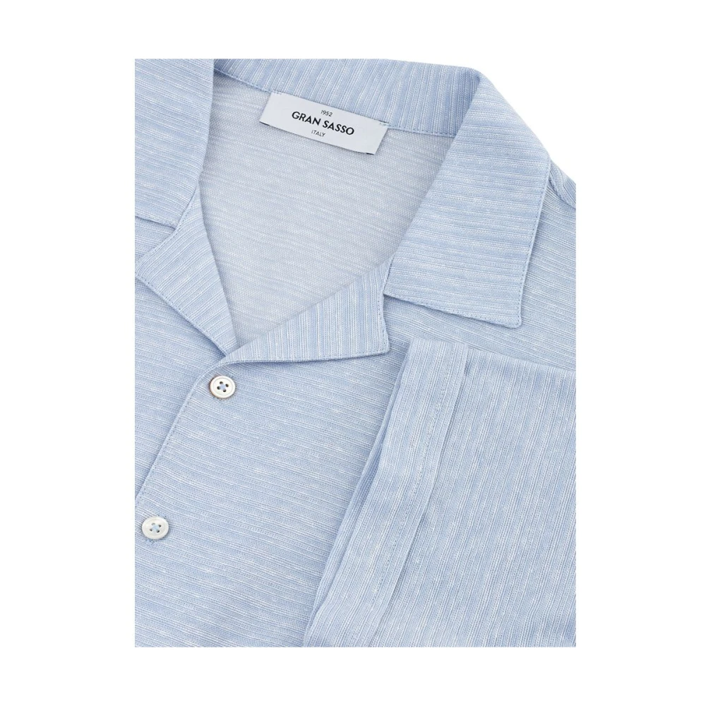 Gran Sasso Elegante lichtblauwe linnen-katoenen overhemd Blue Heren