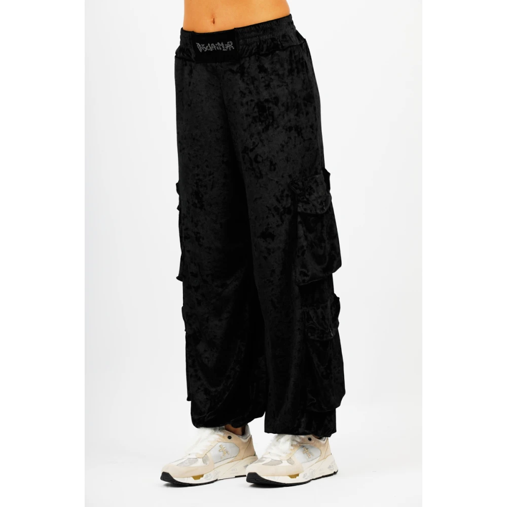 Disclaimer Cargo Velvet Broek Black Dames
