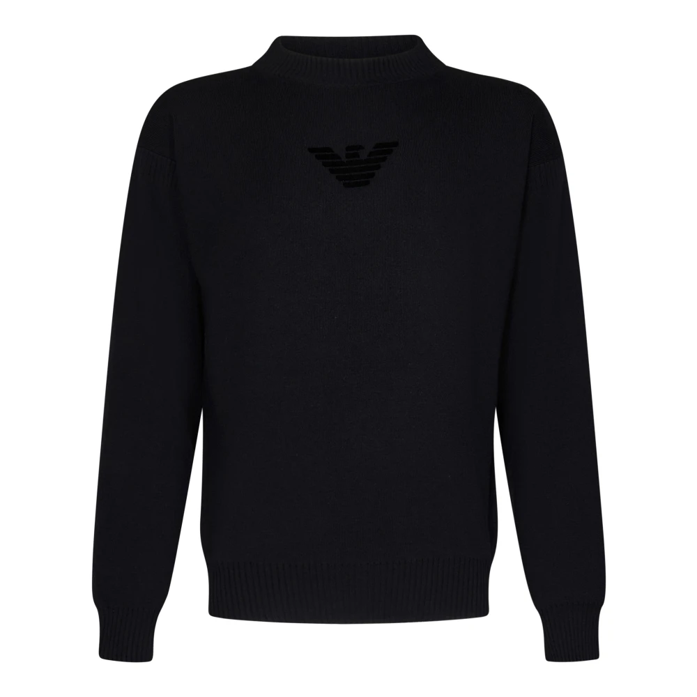 Emporio Armani Zwarte Crewneck Sweater Aw24 Black Heren