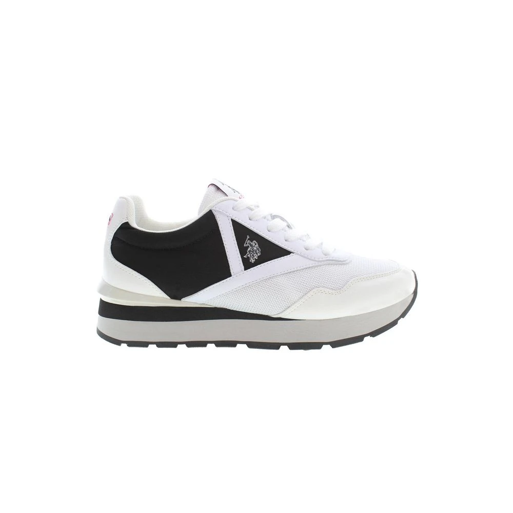 U.s. Polo Assn. Women's White Polyester Sneaker With Contrasting Details