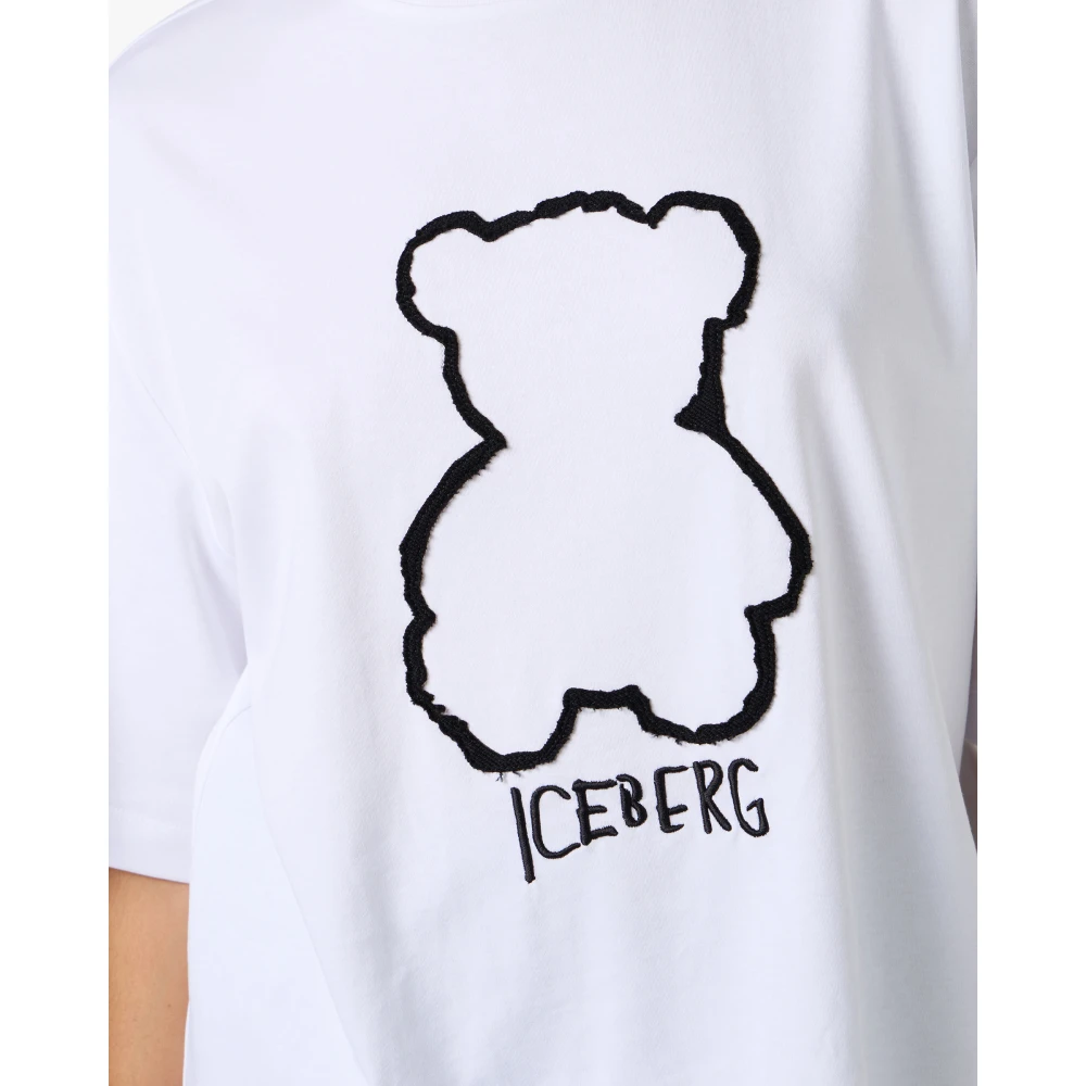 Iceberg Wit katoenen jersey T-shirt met beerprint White Dames