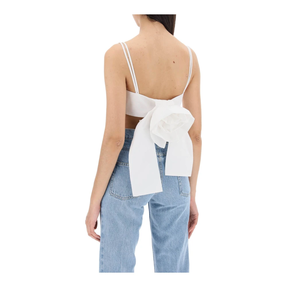 Magda Butrym Rozen Detail Katoenen Bralette Top White Dames