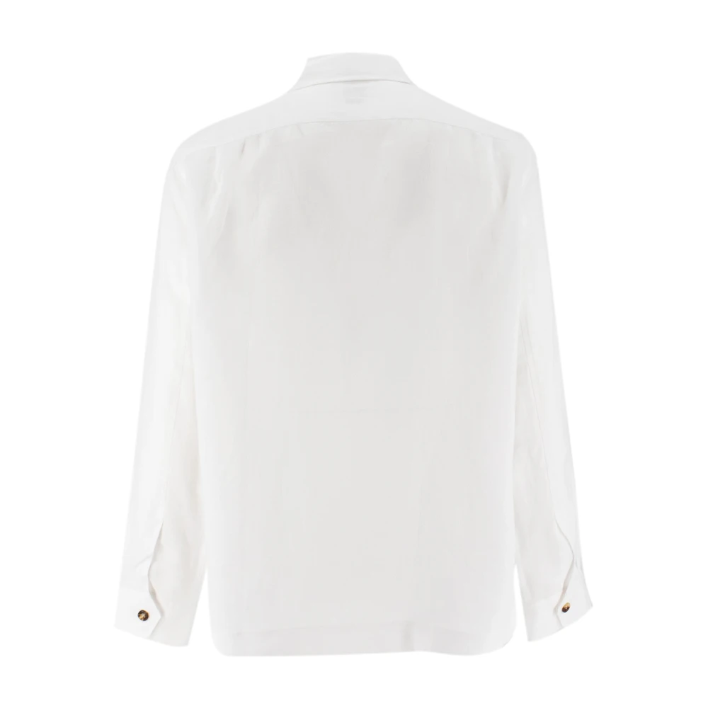 BRUNELLO CUCINELLI Linnen Overshirt met Brede Kraag White Heren