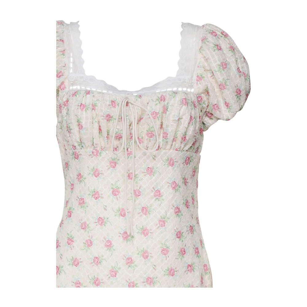 For Love & Lemons Boho Kant Jurk Wit Roze Multicolor Dames