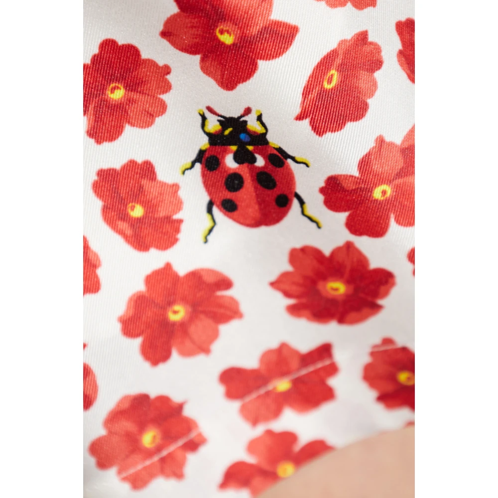 Versace Zijden shorts met aardbeientuin print Red Dames