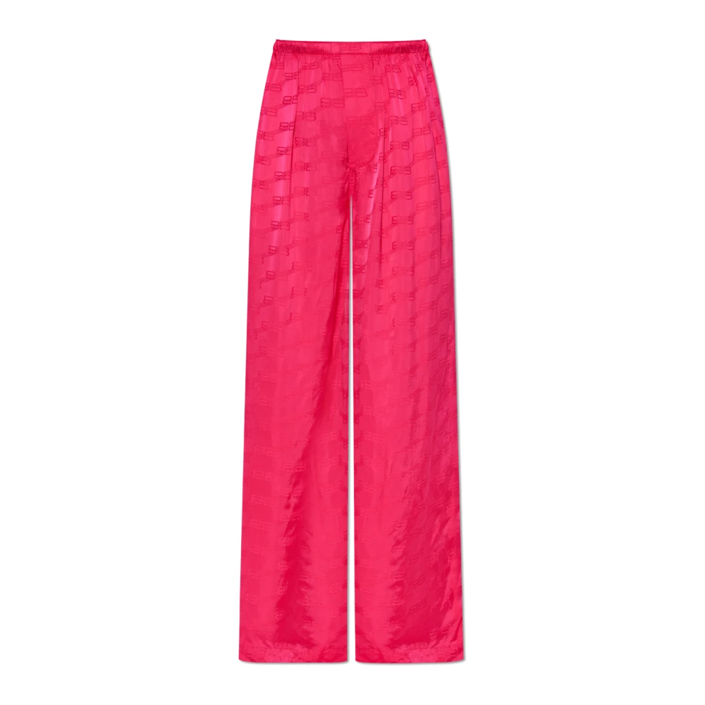 Balenciaga Wijde broek met monogram Pink Dames