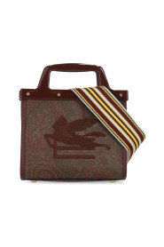Bordeaux Bomuld og Læder Håndtaske med Paisley Print