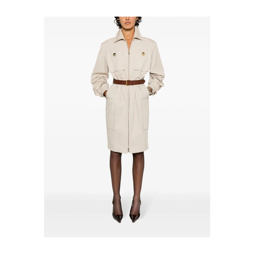 Saint Laurent Saharienne Jurk Beige Dames