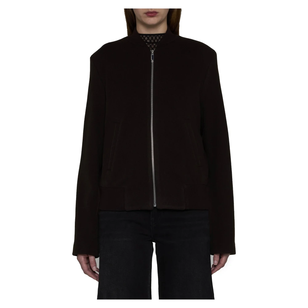 TotêMe Bruine Aviator Style Wollen Jas Brown Dames