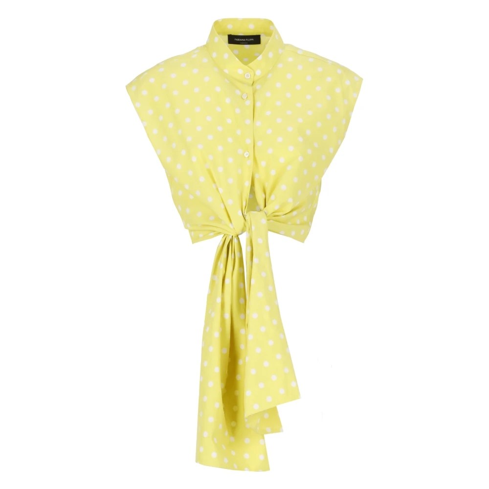 Fabiana Filippi Gele Mouwloze Pois Patroon Overhemd Yellow Dames