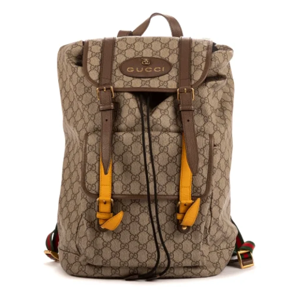 Gucci Vintage Pre-owned Canvas backpacks Beige Dames