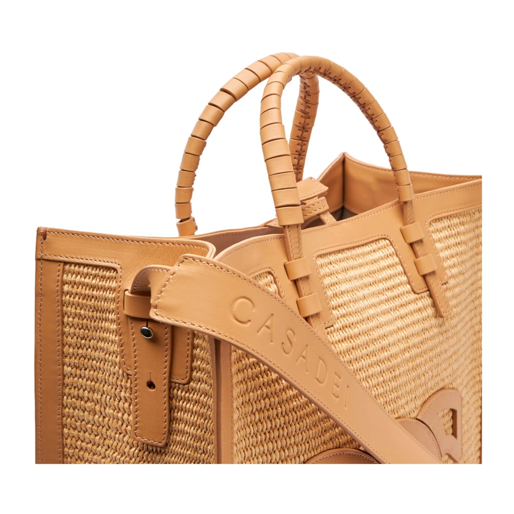 Casadei Rafia Mini Tote Tas Beige Dames