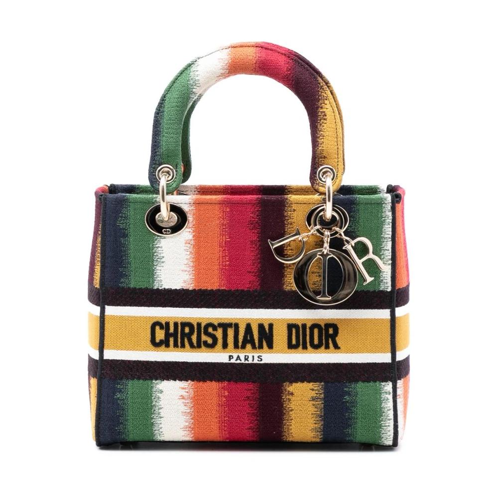 Dior Vintage Women's Pre-Owned Striped Fabric Handbag