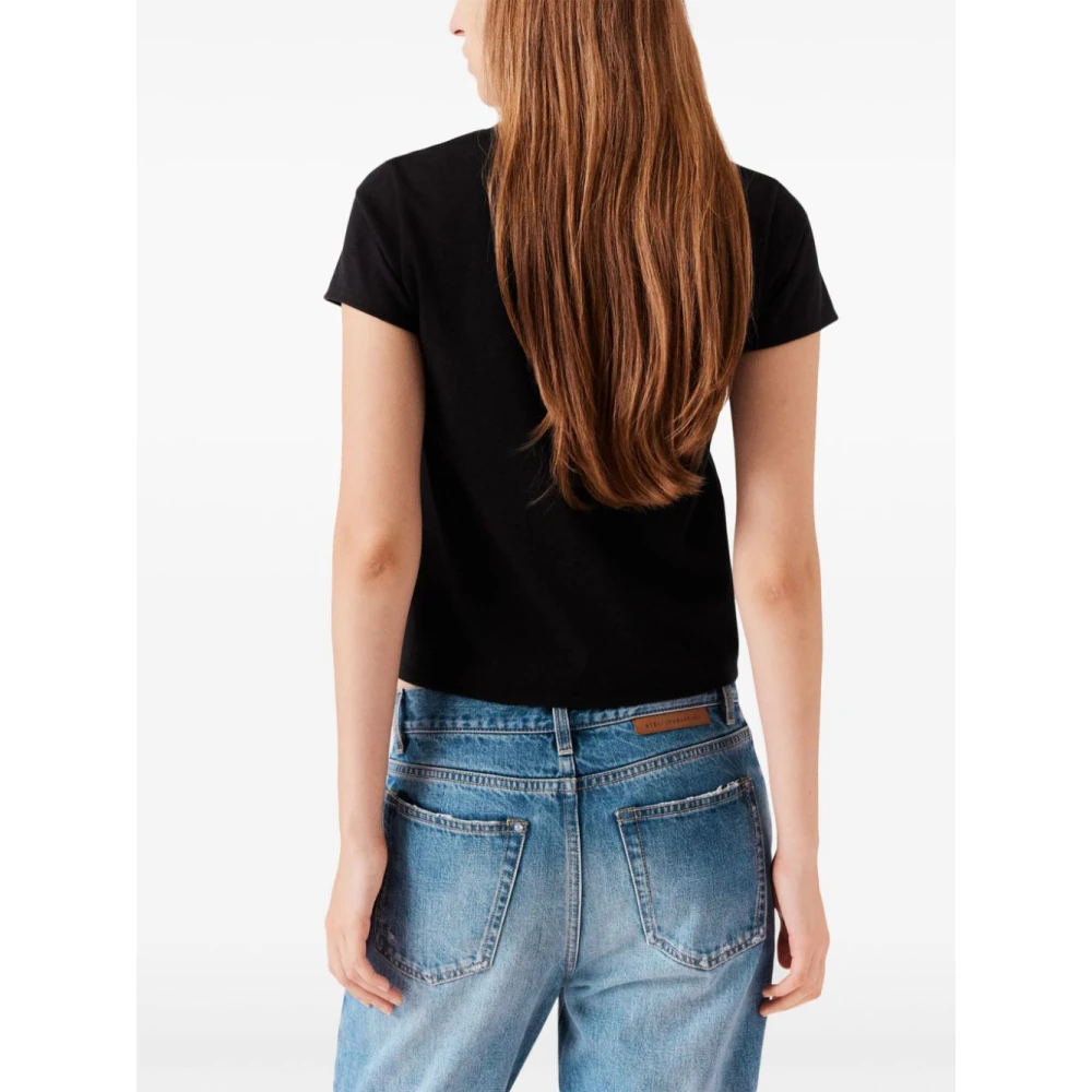 Stella Mccartney Zwart Logo Charm Crew Neck T-shirt Black Dames