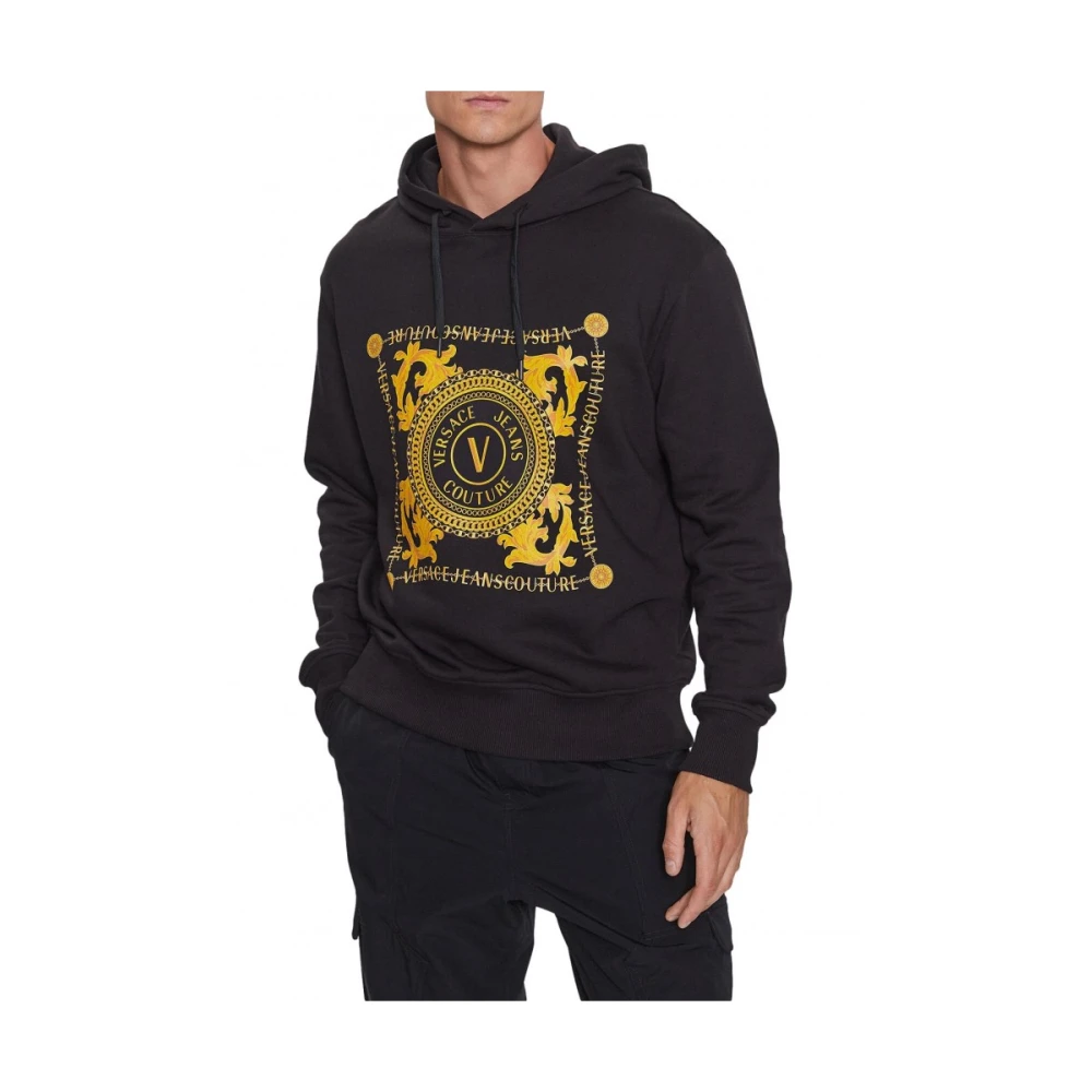 Versace Jeans Couture Zwarte hoodie met V-Emblem Chain Black Heren