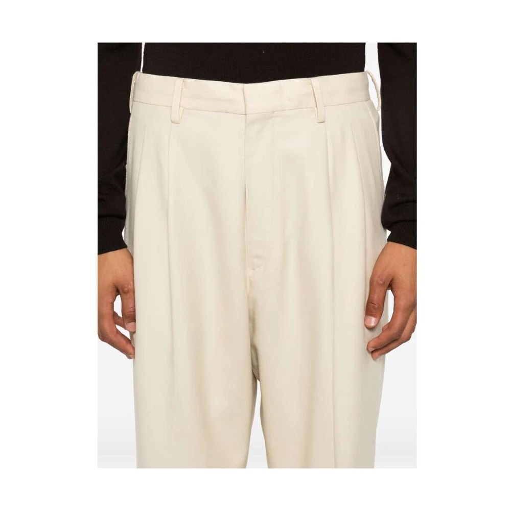Auralee Beige Wol Twill Broek Beige Heren