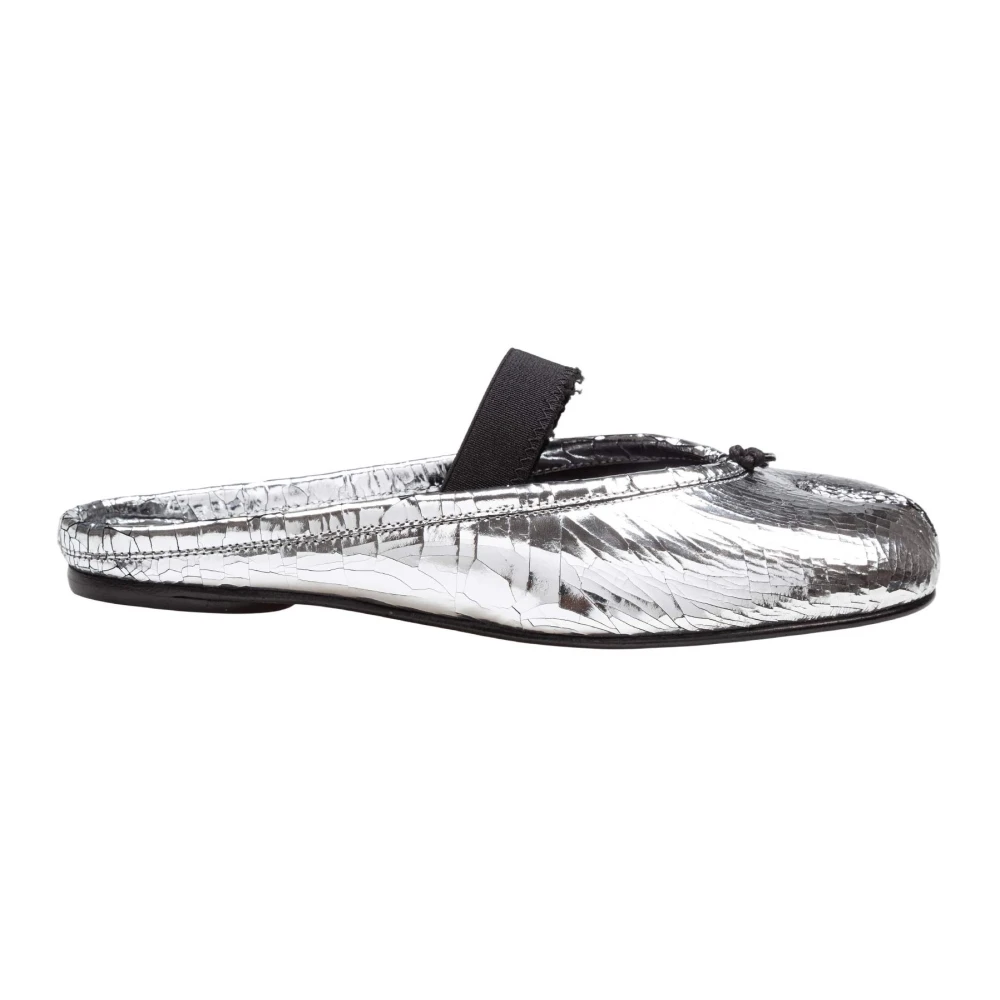 Maison Margiela Women's Silver Broken Mirror Leather Tabi Mule