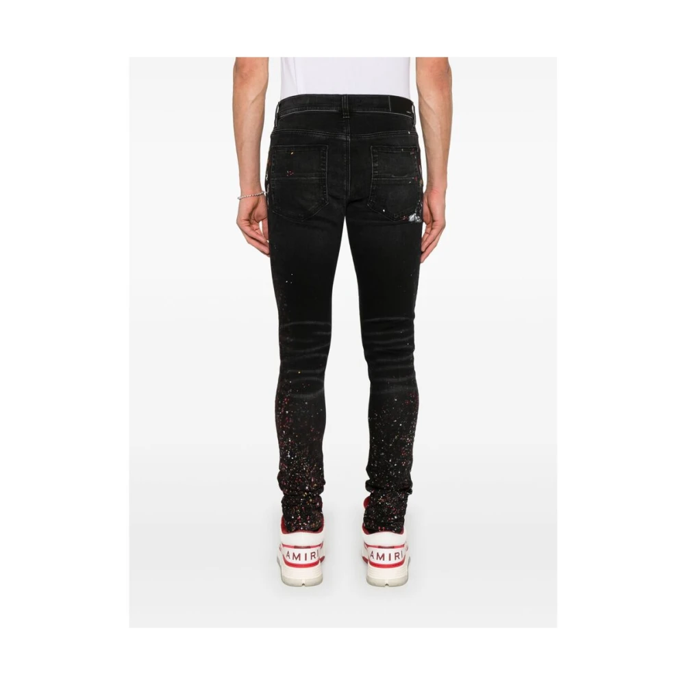 Amiri Zwarte Verfspatten Klassieke Jeans Black Heren