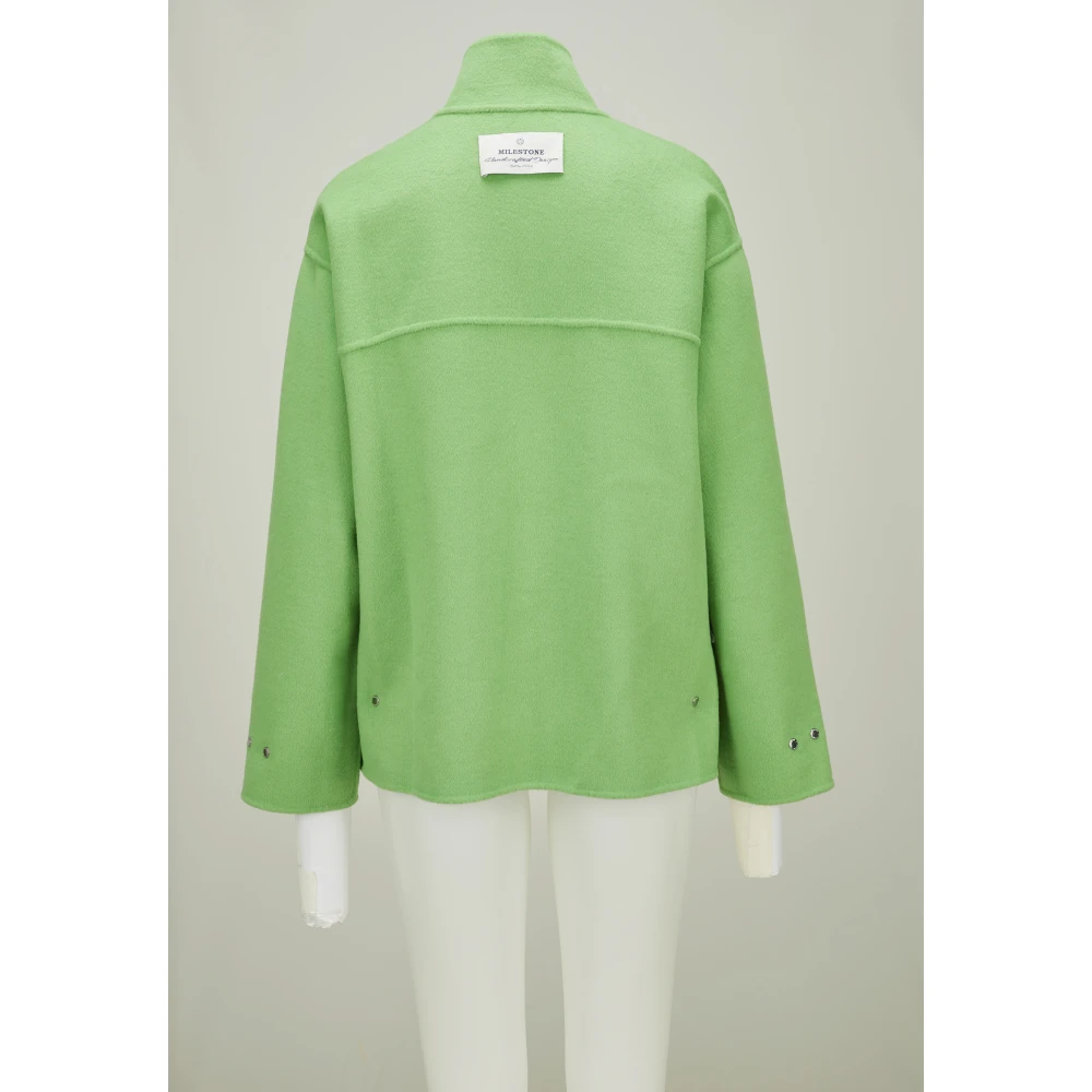 Milestone Doubleface Casual Jack met Opstaande Kraag Green Dames
