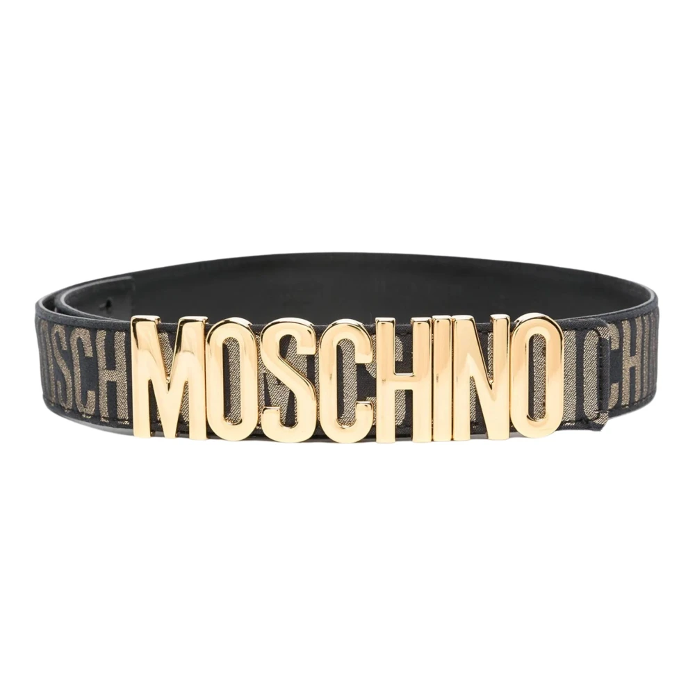 Moschino Gouden Jacquard Logo Riem Verstelbaar Ontwerp Yellow Dames