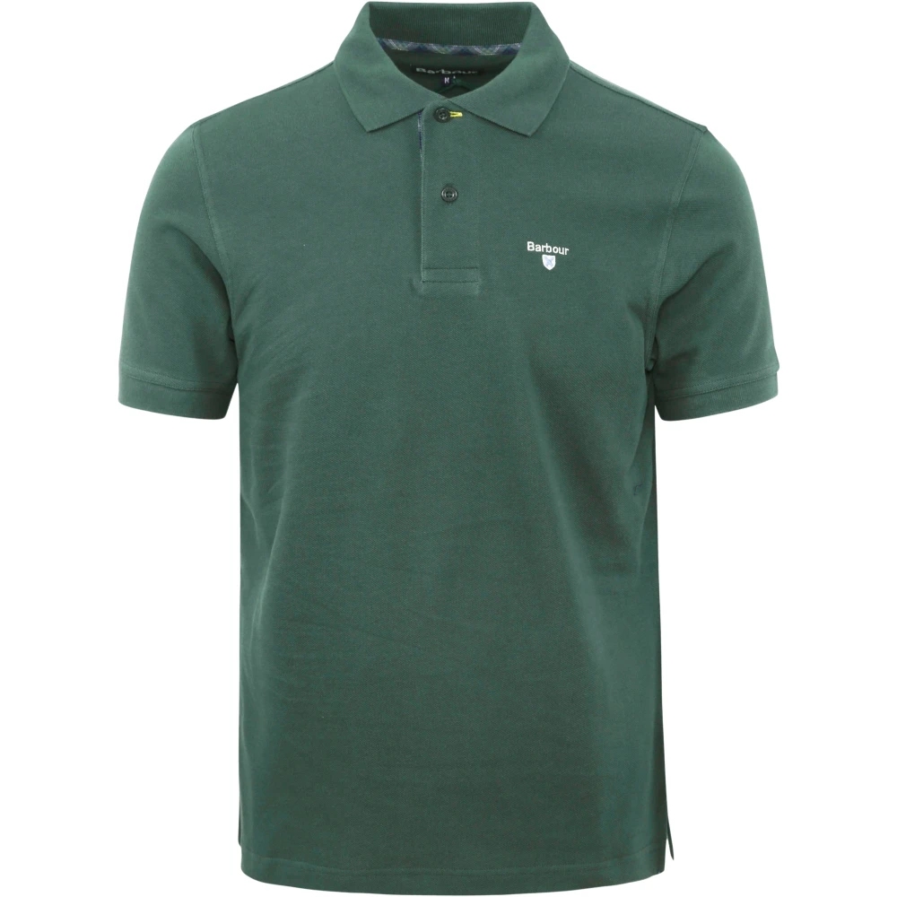 Barbour Green Polo Shirts, Male, L, Pique Polo Shirt