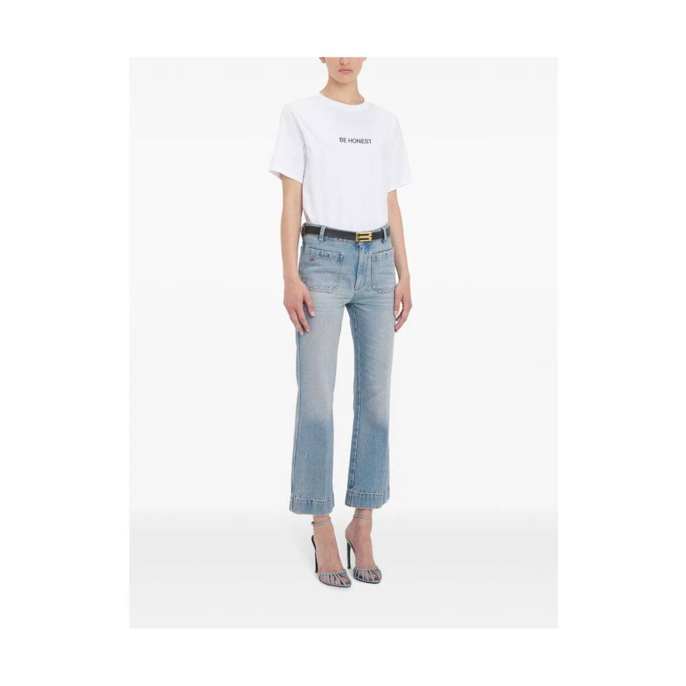 Victoria Beckham Blauwe Cropped Jeans met Zakken Blue Dames