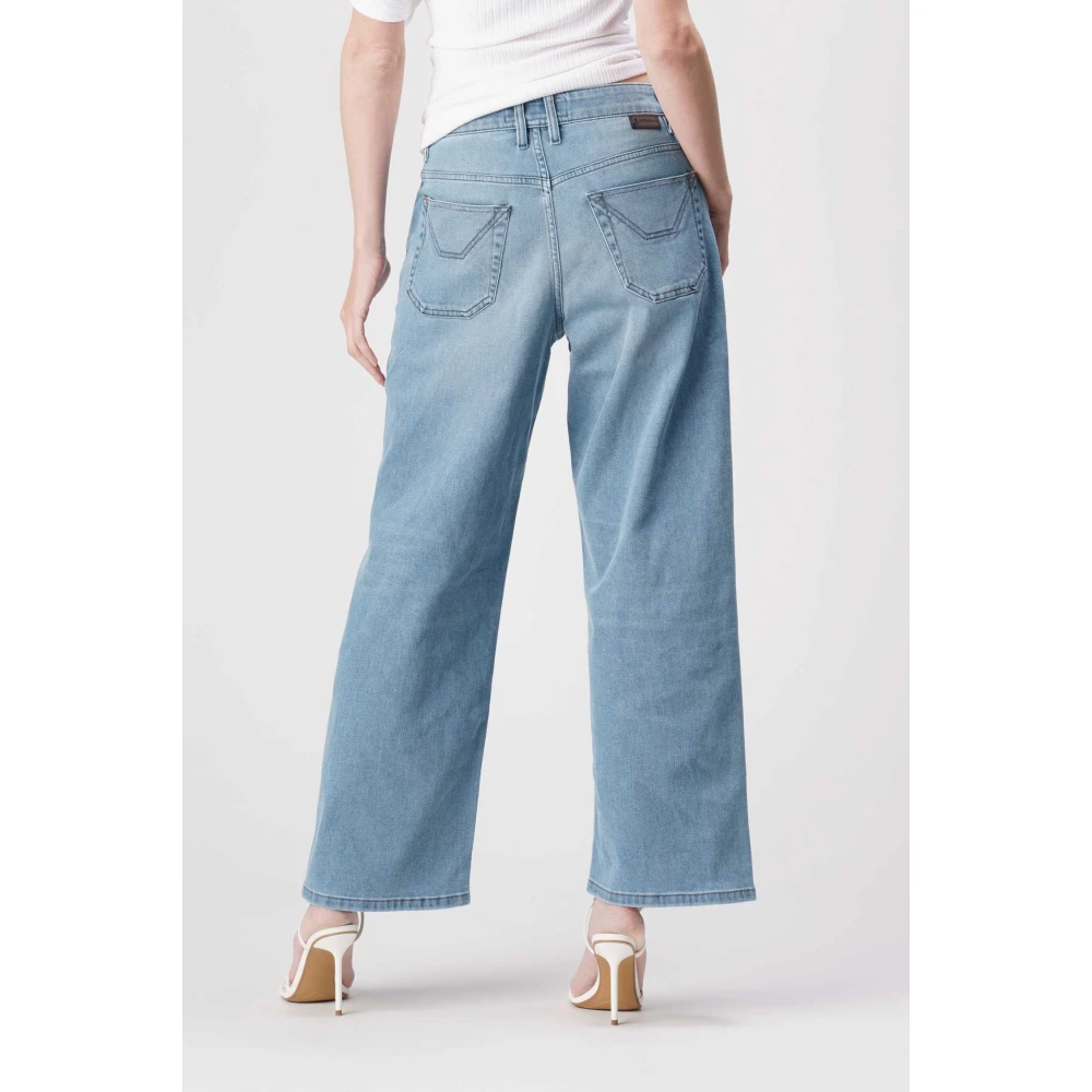 Jeckerson Jasmine Pantalone 5 zakken palazzo in denim tri-blend Blue Dames