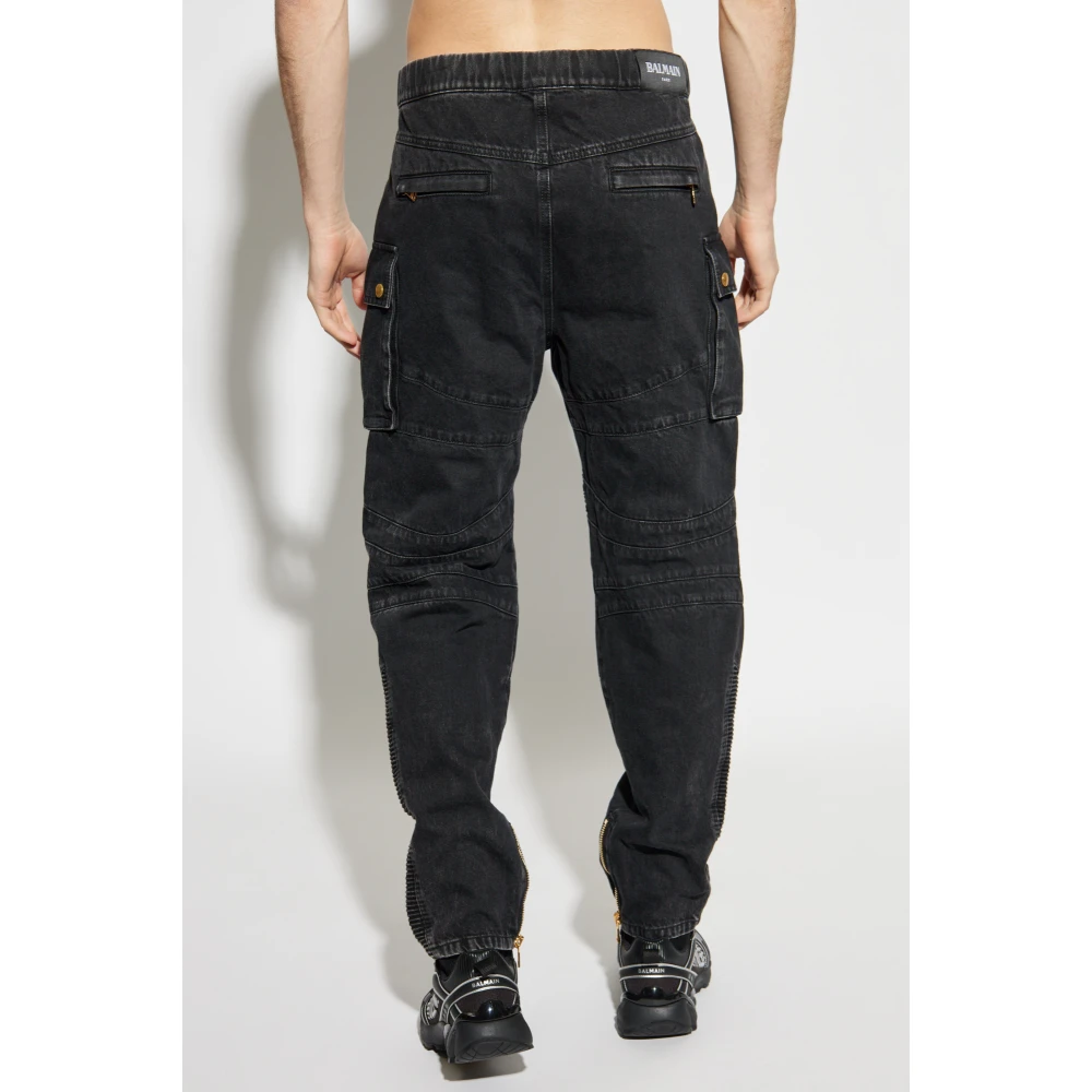 Balmain Cargo style jeans Black Heren