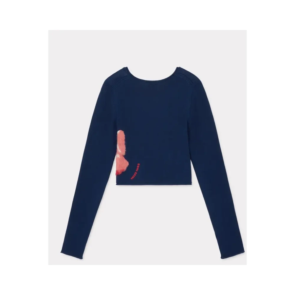 Kenzo Korte Cardigan Rose Katoenen Stof Blue Dames