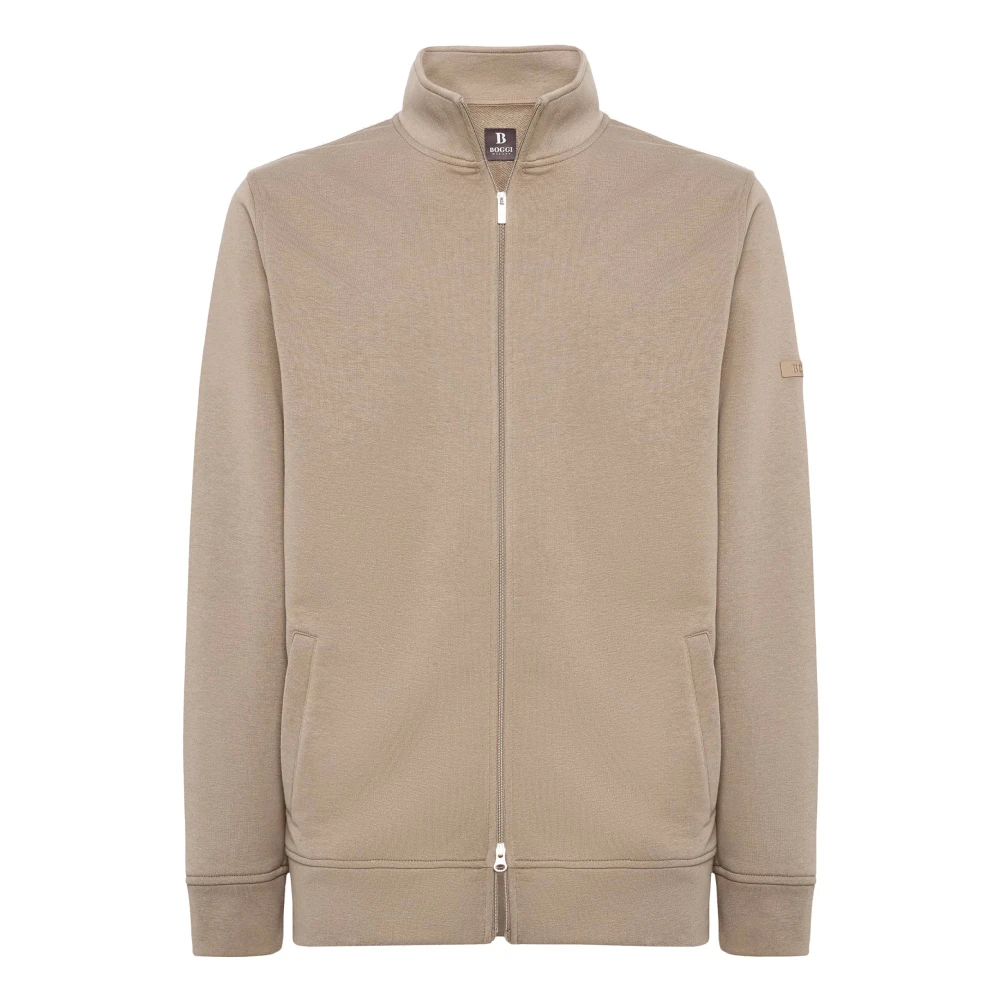 Boggi Milano Katoenmix Volledige Ritssluiting Sweater Beige Heren