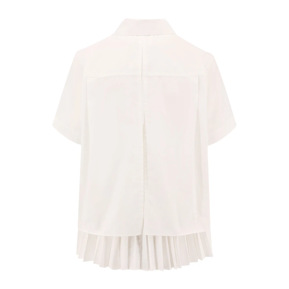 Sacai Katoenen overhemd met geplooide inzet op de rug White Dames