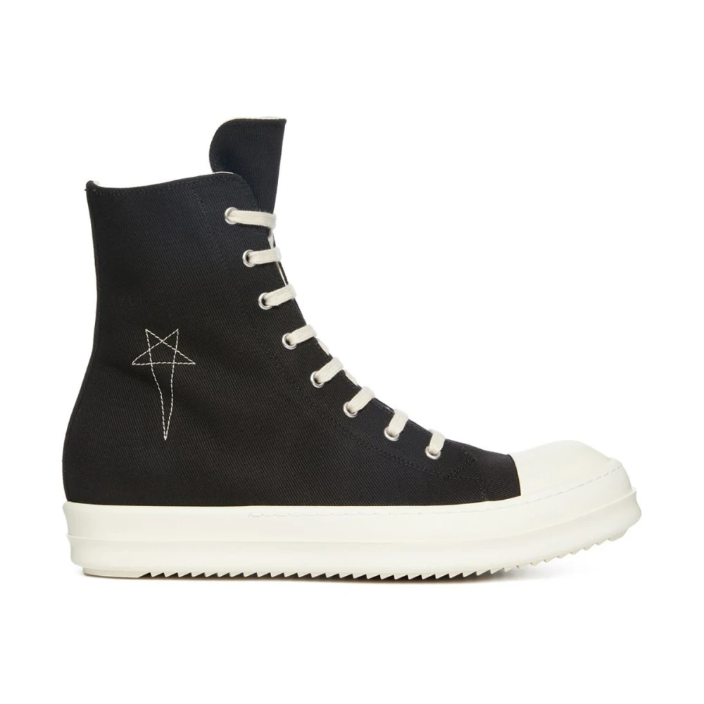 Rick Owens Zwarte hoge sneakers met rits Black Heren