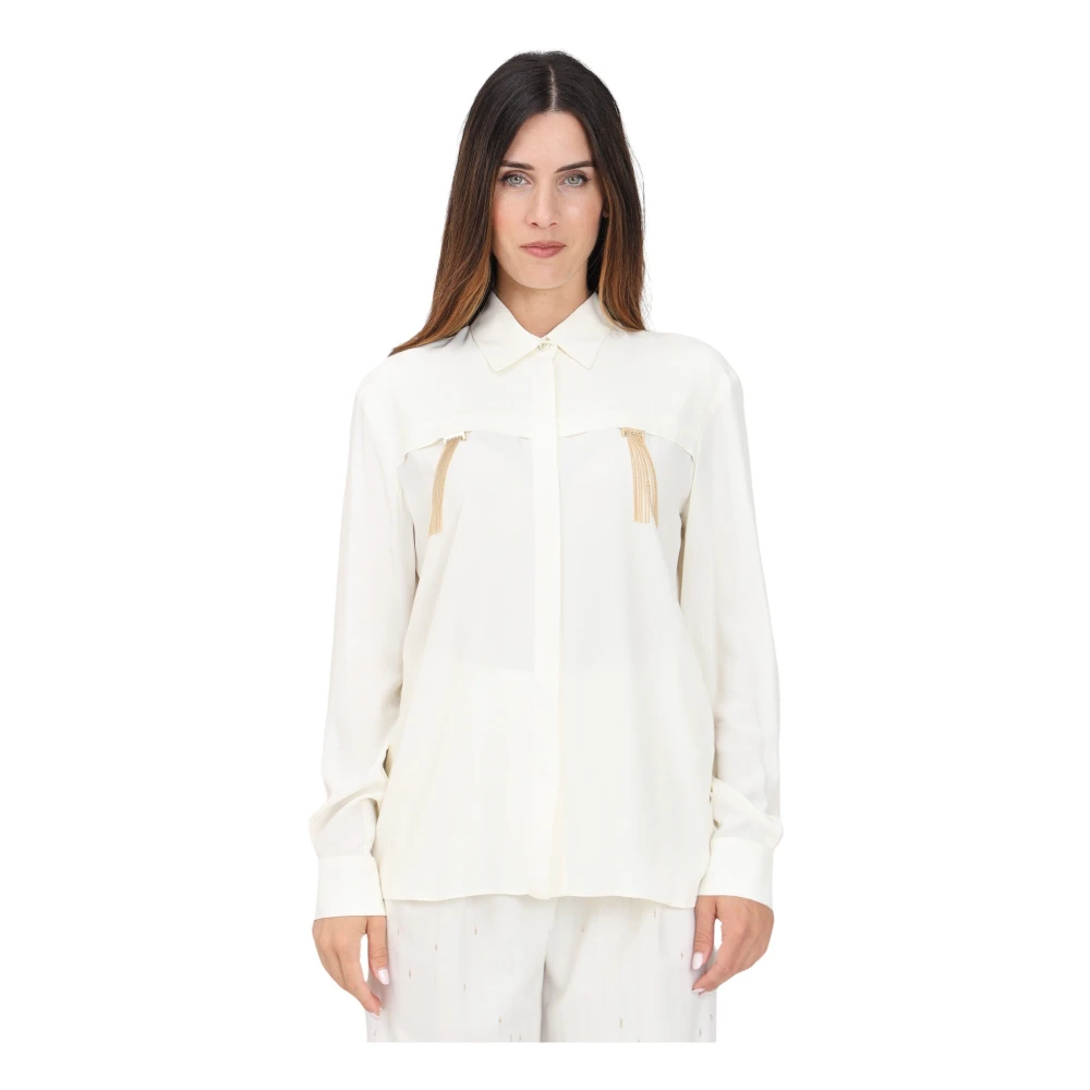 Simona Corsellini Elegante Gouden Detail Shirt White Dames