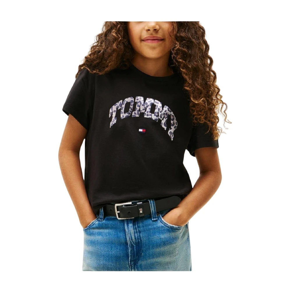 Tommy Hilfiger Women's Black Varsity Sateen Graphic T-Shirt