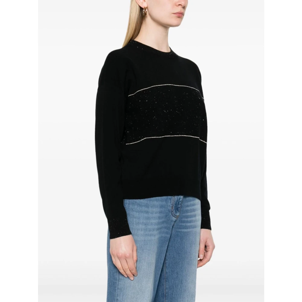 PESERICO Stijlvolle Gebreide Top Black Dames