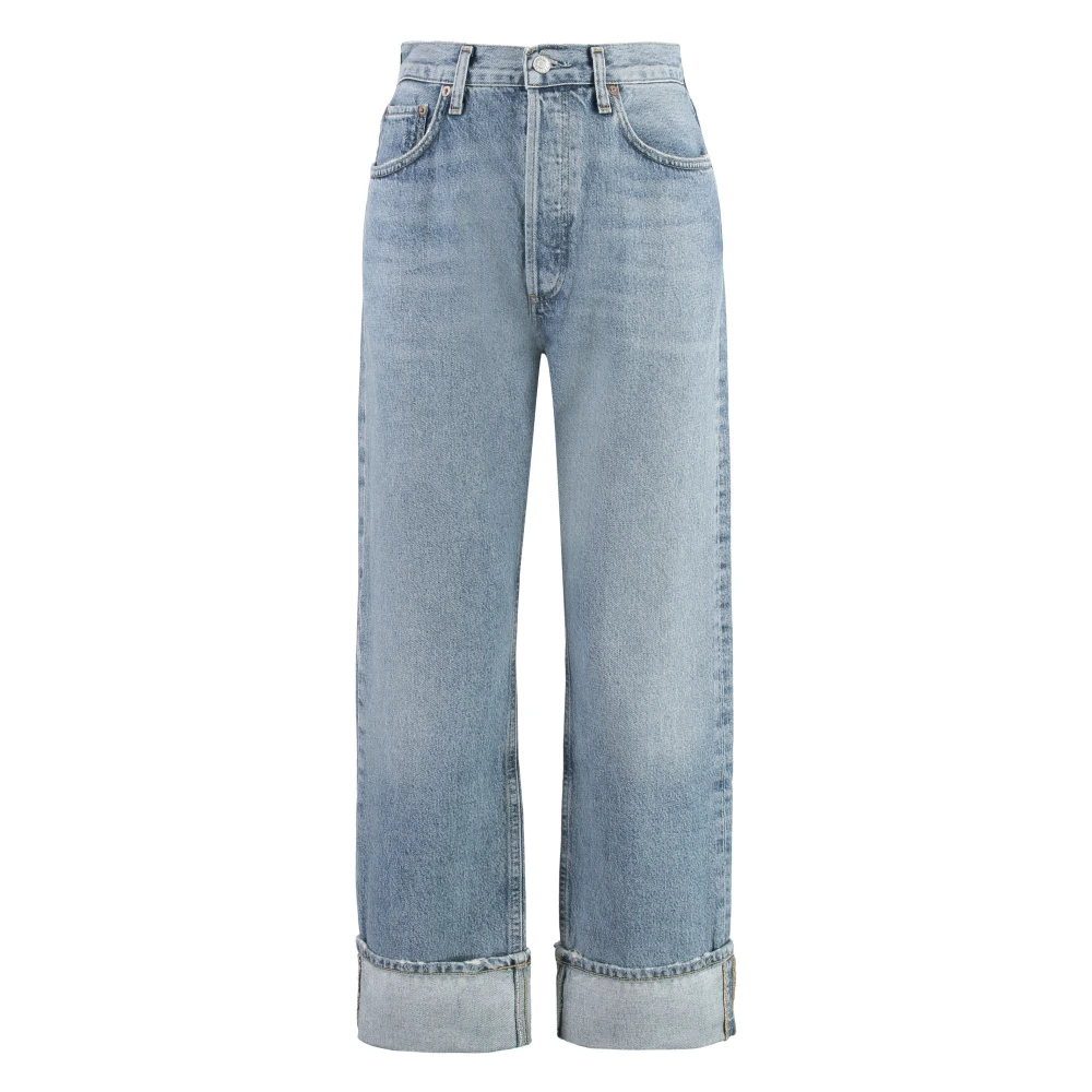 Agolde Versleten Fran straight leg jeans Blue Dames