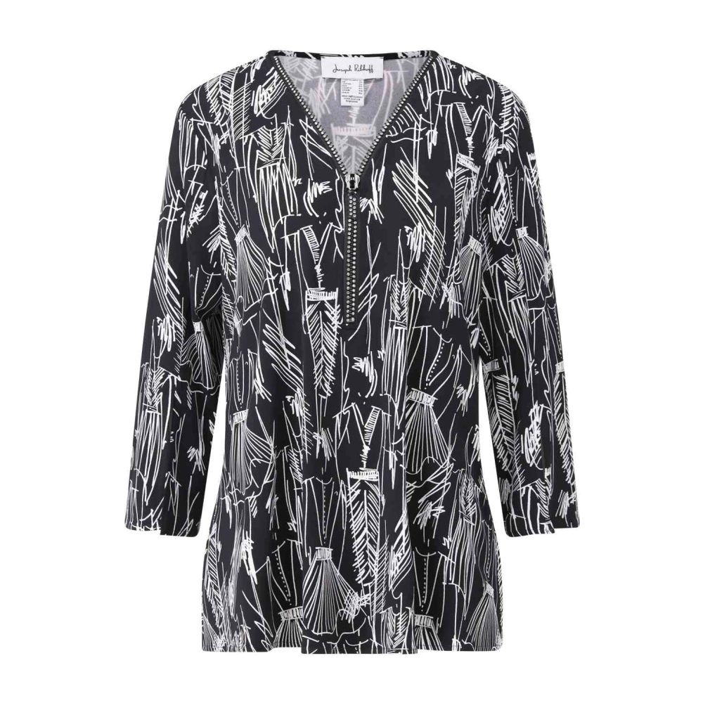 Joseph Ribkoff Blouse met abstract patroon en strass Black Dames
