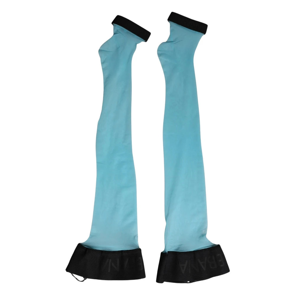 Dolce & Gabbana Light Blue Nylon Thigh High Women Accessory Socks - L - Image 2