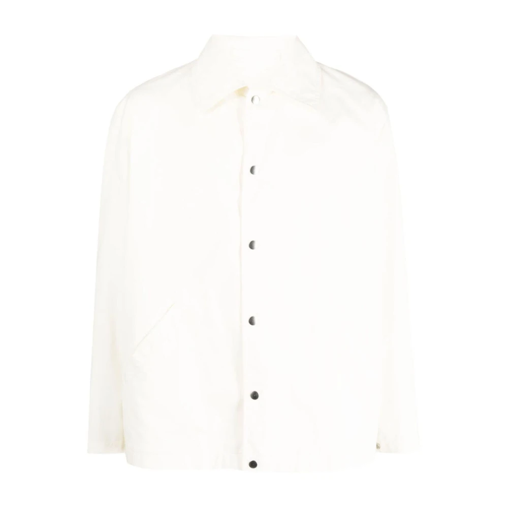 Jil Sander Bomull Logo Skjorta Jacka Vit Knappar White, Herr