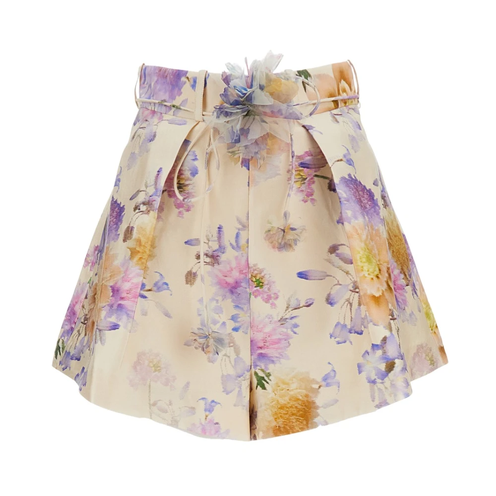 Zimmermann Women's Multicolor Short Shorts, S, Luna Tuck Short