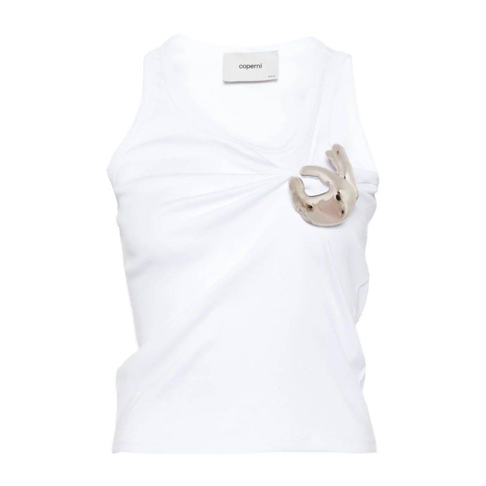 Coperni Witte Jersey Mouwloze Top met Broche White Dames
