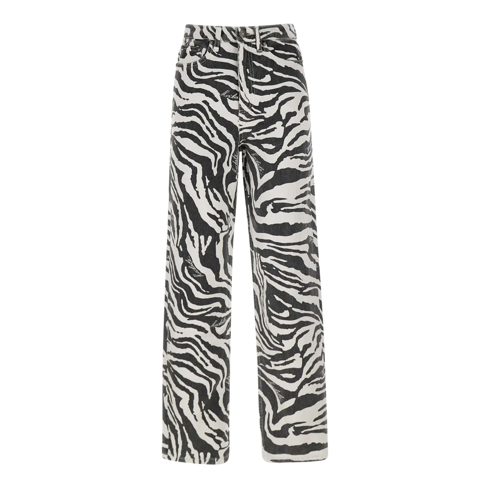 Rotate Birger Christensen Zebra Patroon Wijde Pijp Jeans Multicolor Dames