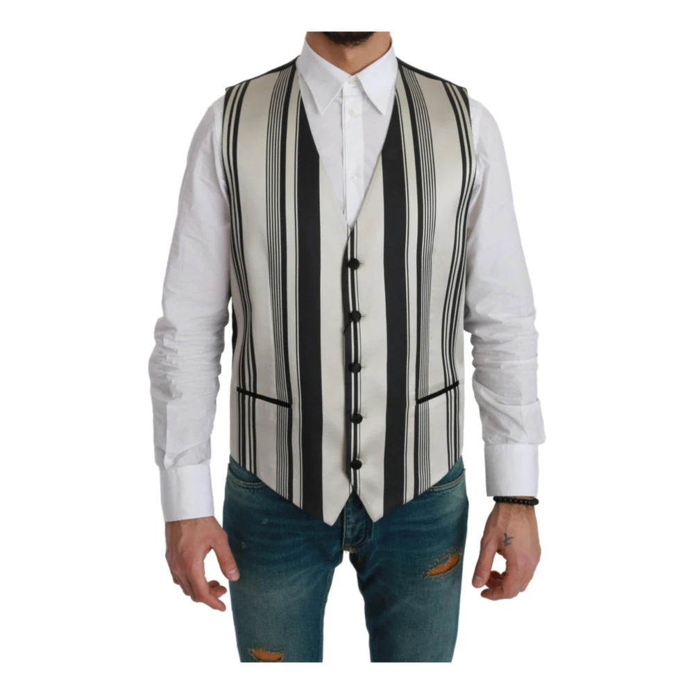 Dolce & Gabbana Men's Black Logo Details Dress Vest