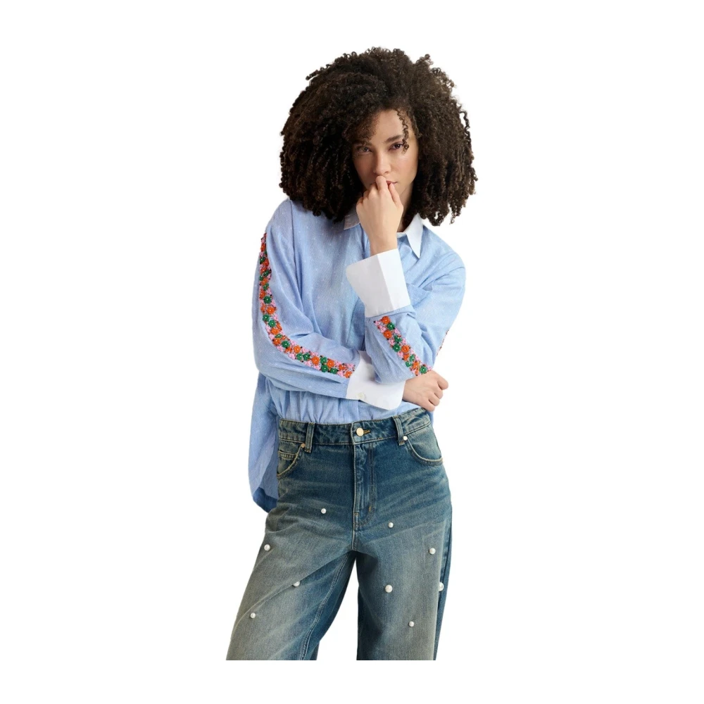 Essentiel Antwerp Lichtblauwe Harkle Shirt met Geborduurde Details Blue Dames