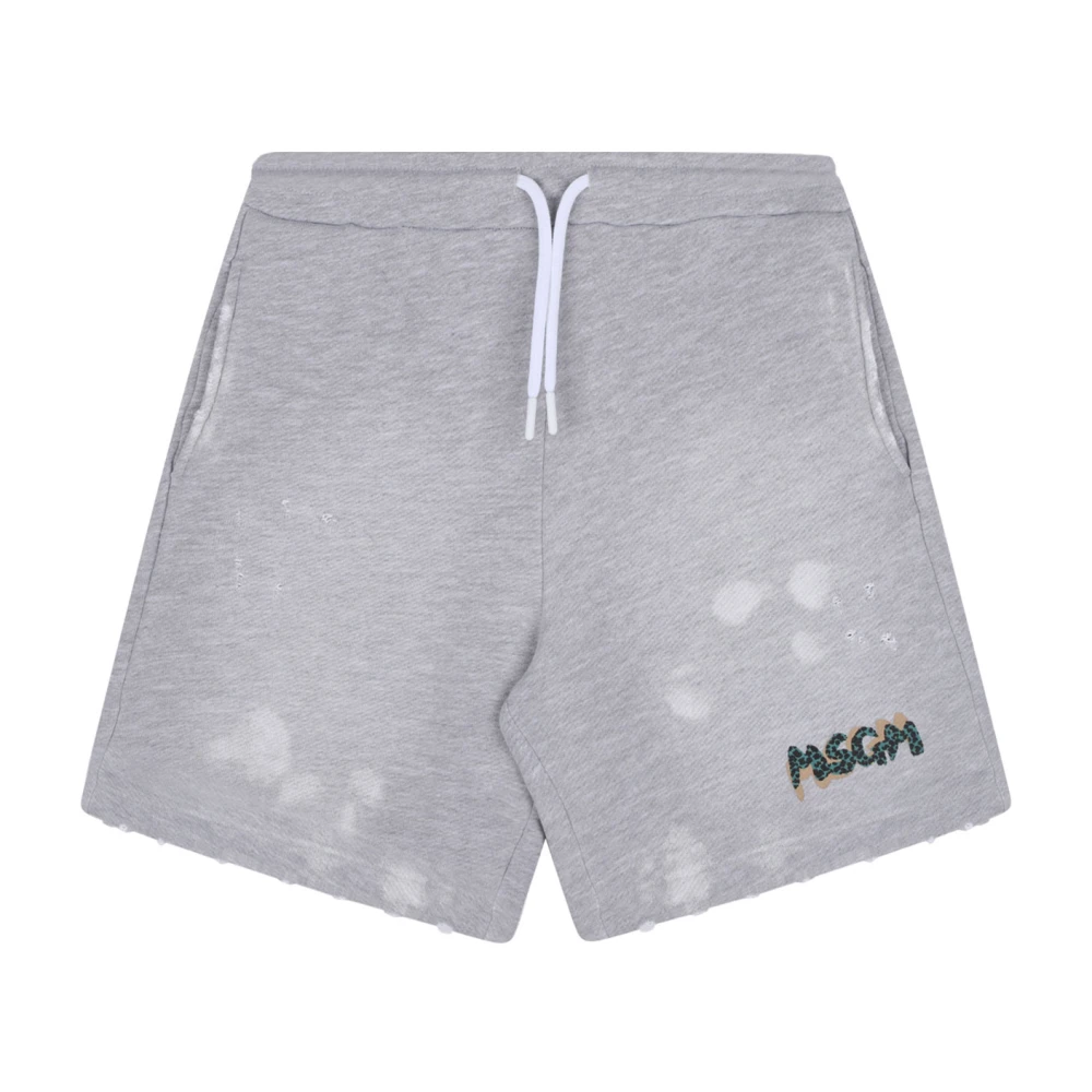 Kids Distressed Cotton Shorts Grey - Msgm - Modalova